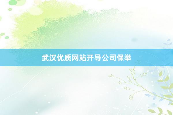 武汉优质网站开导公司保举